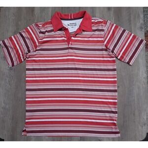 Sunice Red & White Stripe Golf Polo Xstatic Technology Short Sleeve Shirt Men L